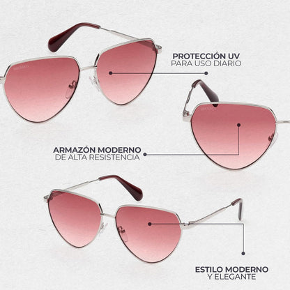 Max & Co Lentes de Sol MO0015 para Mujer Color Paladio Brillante, Armazón Metálico Galvanizado, Micas Degradadas y Protección UV Nivel 2