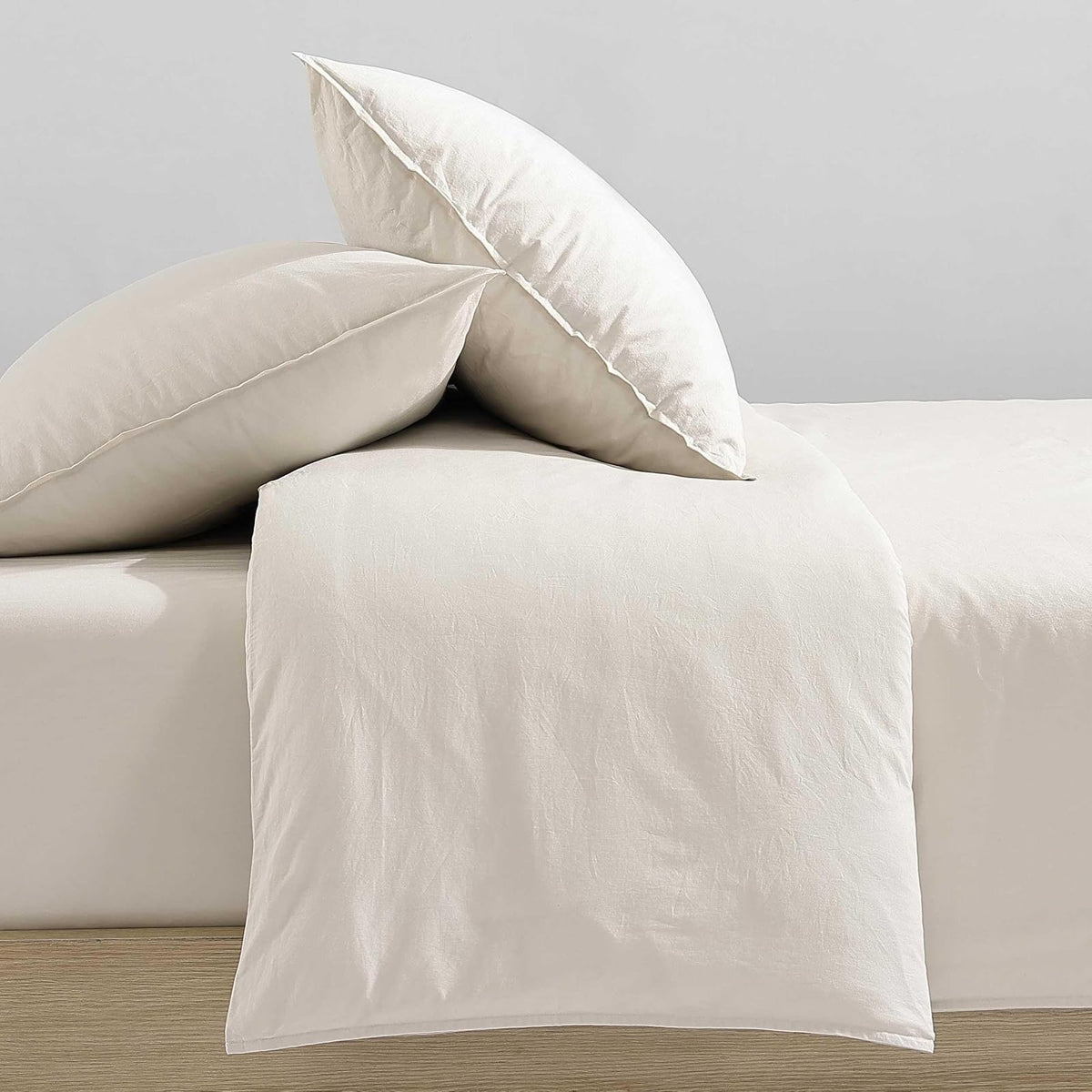Calvin Klein - Juego de Funda de edredón de algodón Moderno, Ropa de Cama de percal Lavado con Fundas a Juego, decoración acogedora del hogar, Certificado Oeko-Tex (percal Lavado, Beige Claro, Queen)