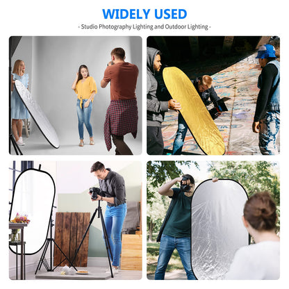 NEEWER 40"x60"/100x150cm Light Reflectors para Fotografía | 5 in 1 Plegable Multi Disc con Bolsa, Translucent, Plateado, Dorado, Negro, Blanco Difusor, para Studio, Iluminación Exterior