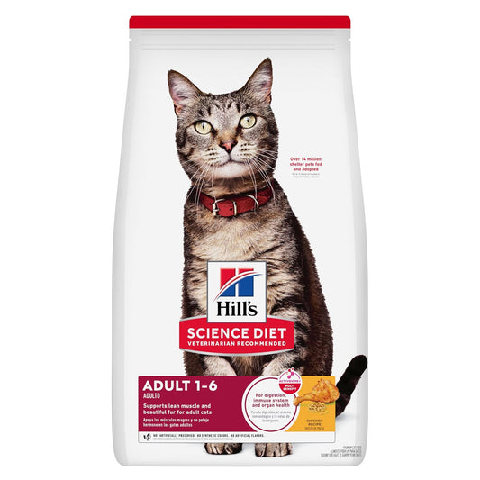 Hill's Science Diet Croquetas para Gato Adulto Sabor Pollo 7.3Kg | Croquetas Hill's para gato, pollo real, digestión saludable, sistema inmunológico fuerte, omega-6 y vitamina E