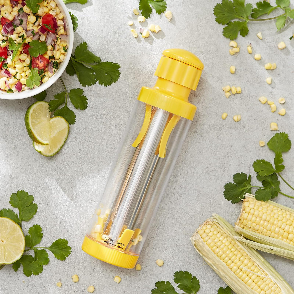 Acero inoxidable RSVP., pelador de maíz, Amarillo, all parts are dishwasher safe, 1