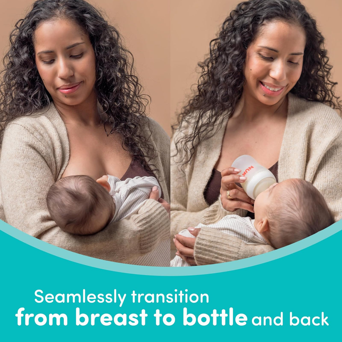 NUK Perfect Match - Botella natural + anticólicos, 5 onzas, paquete de 4