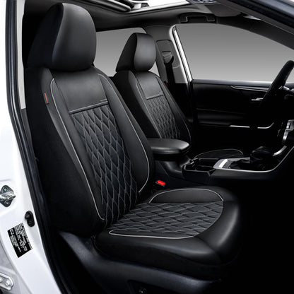 CAROMOP - Juego de 2 Fundas de Asiento de Automóvil de Piel sintética, Fundas de Asiento de Lujo y cómodas para Automóviles, Fundas Interiores compatibles con airbag, Ajuste Universal para SUV, Furgonetas