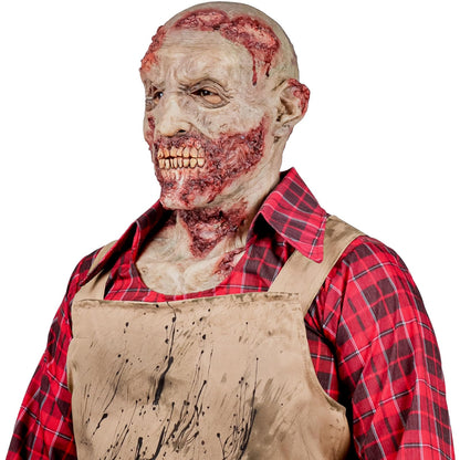 Ghoulish Productions Máscara Zombie Hyper de Látex con Cuello Integrado | Diseño Hiperrealista Pintada a Mano para Halloween Cosplay Terror Fiestas | Beige Talla M