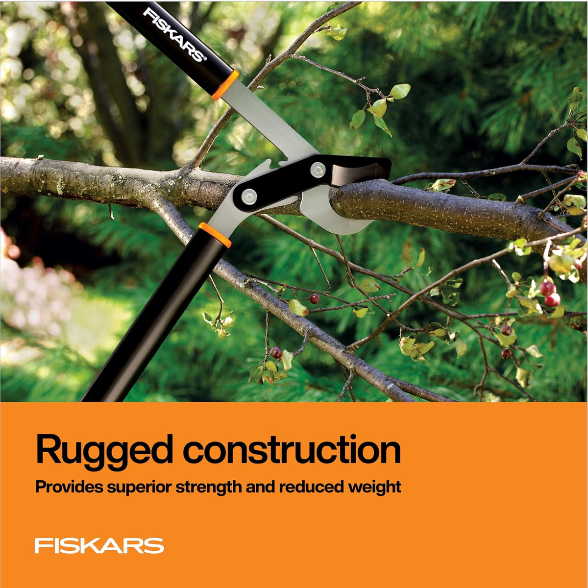 Fiskars PowerGear - Loppers de 32 pulgadas para recorte de árboles, resistente y afilado, cortador de ramas de árbol de hoja de acero de hasta 2 pulgadas de diámetro, capacidad de corte