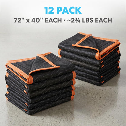 Simpli-Magic - Mantas Acolchadas para mudanzas (12 Unidades), Negro/Naranja