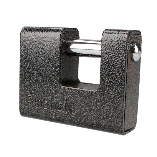 Lock Prolok P19C80 Candado de hierro para cortina metálica 80 mm, negro, llave estándar