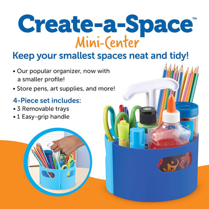 Learning Resources Create-a-Space - Mini Centro de Almacenamiento, Color Azul, para Manualidades, Espacio para Hacer Espacio, Organizador de Profesores, Accesorios para el hogar, Juego de 4 Piezas