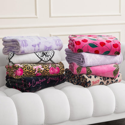 Juicy Couture - Manta de Felpa de Gran tamaño, 60 x 70 Pulgadas, Lazos perfectos, Color Morado