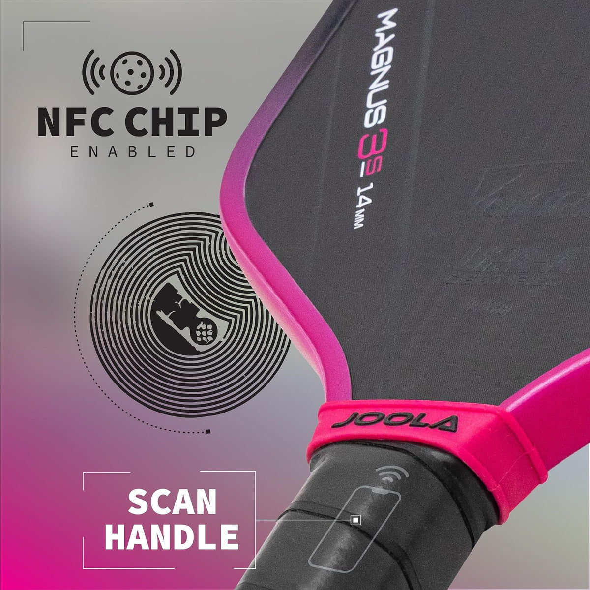 JOOLA Tyson McGuffin 3S Pickleball Paddle- Elongated Shape w/Shorter Handle. Charged Carbon Surface Technology for Power and Spin. NFC Chip Enabled and UPA-A