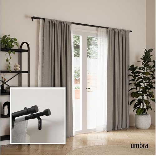 Umbra Cappa Cortinero Doble Ajustable para Sala y Recámara, 91-168 cm, Incluye Accesorios de Instalación, Negro