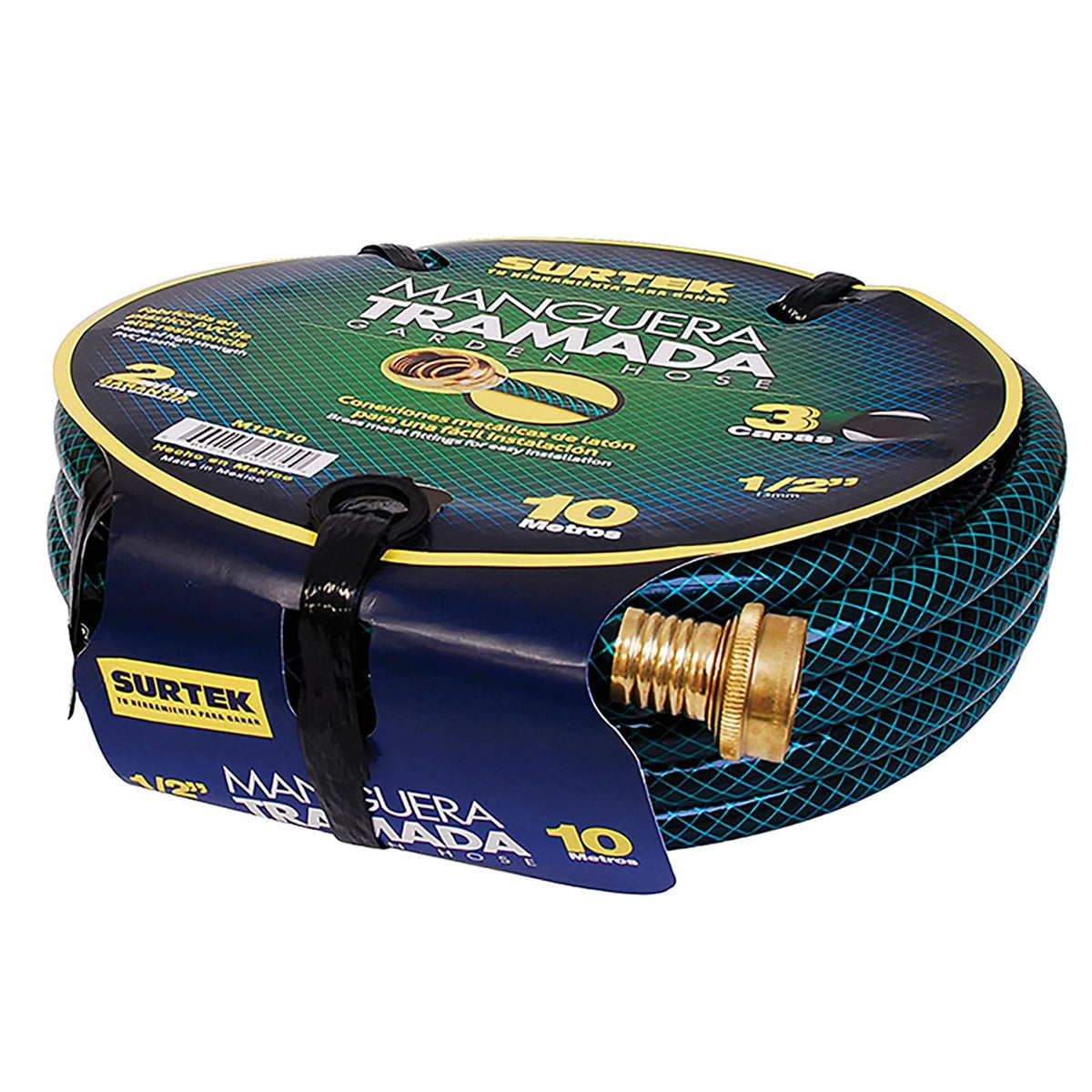 Surtek M58T20 Manguera para jardín tramada con conector metálico 5/8", 20 m