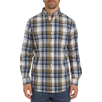 Chaps Camisa Casual de Popelina para Hombre, Manga Larga - M - Marfil