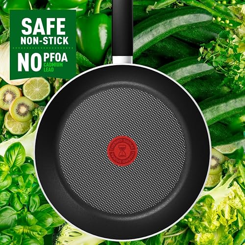 Sartén de 26 cm T-Fal Everyday Titanium Negro con Antiadherente Easy Plus con Thermo-Señal, B5750582