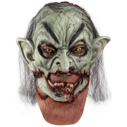 Ghoulish Productions Máscara De Látex Cracked Witch, Accesorio Látex Cosplay Bruja Demonio, Disfraz Aterrador para Halloween y Fiestas Temáticas, Cosplay Bruja Verde Poseída, Diseño Artesanal