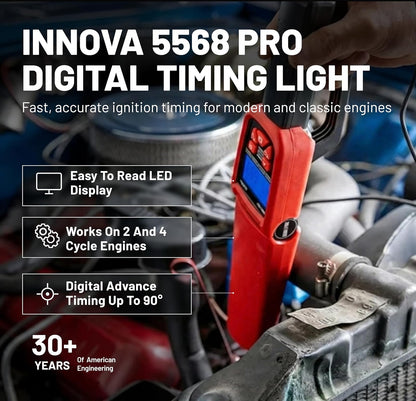 Innova 5568 Pro - Luz de Sincronización Digital con Avance, LED y Tacómetro para Motores 2 y 4 Ciclos