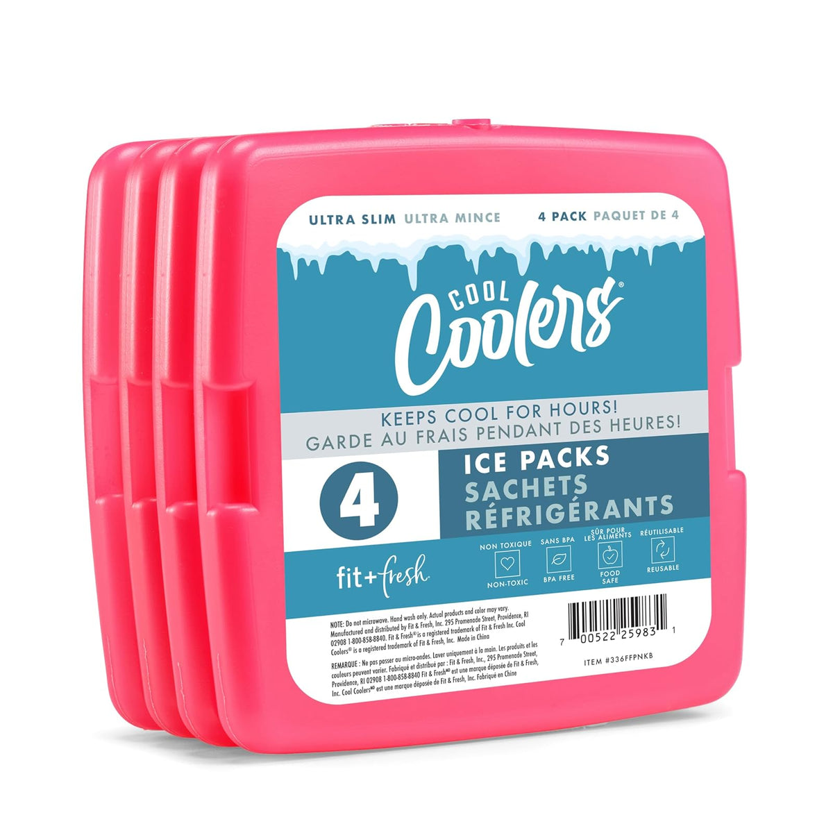 Fit & Fresh Cool Coolers - Bolsas de Hielo Delgadas y Reutilizables para Bolsas de Almuerzo, Bolsas de Playa, enfriadores y más, Varios tamaños y Colores - Rosa