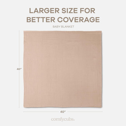 Comfy Cubs Manta para Bebé Tejido Waffle – 102 x 102 cm – Manta de Algodón Suave con Diseño Texturizado – Ligera y Acogedora para Recién Nacidos, Niños y Niñas Rubor