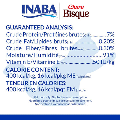 Churu Inaba Bisque, Premios Tipo Sopa para Gato, Sabor Atún, Textura Cremosa, 6 Sobres de 40g