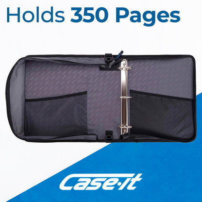 Case-it - Carpeta universal con cierre, bolsillo acolchado con juntas tóricas de 2 pulgadas que soporta hasta 13 portátiles/tablet, múltiples bolsillos, capacidad de 400 páginas, viene con correa para