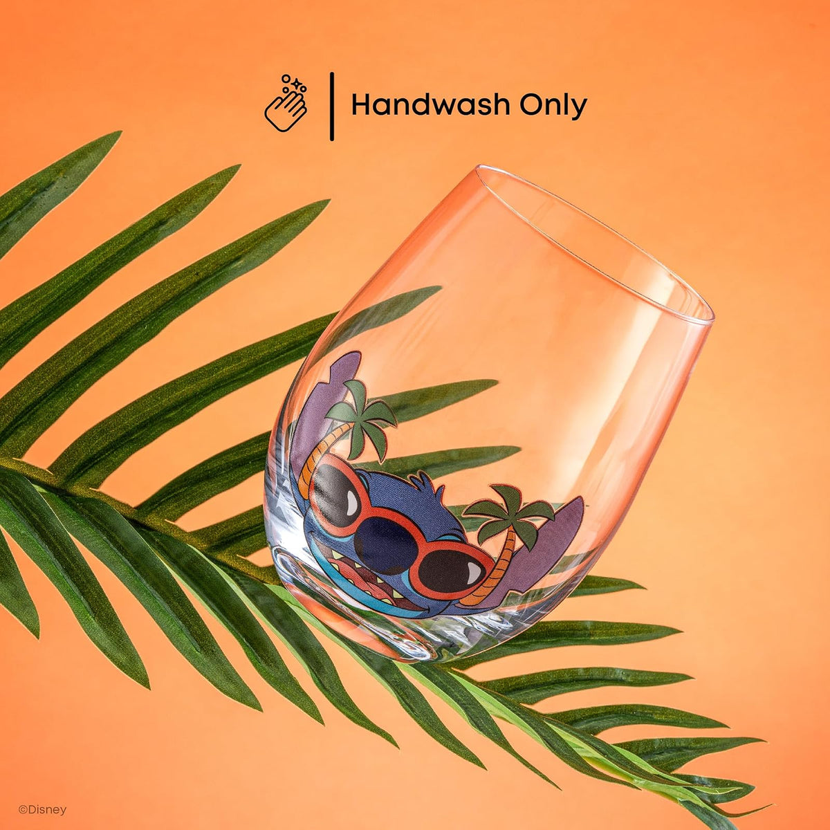 JoyJolt Disney Stitch Tonly Sips - Vasos para beber sin tallo, tazas de vidrio de lágrima de 19 onzas, juego de 4 vasos de vidrio, cosas de puntada, regalos de Lilo y puntada, regalos de Disney para