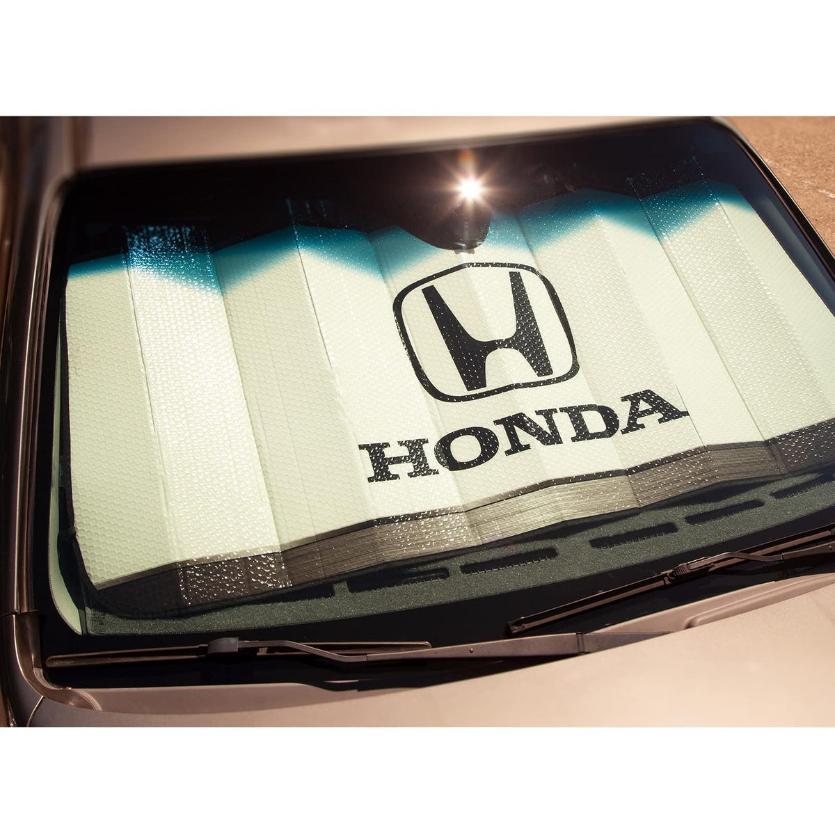 Plasticolor 003714R01 - Parasol para Parabrisas Delantero con Logotipo de Honda, Color Blanco, Estilo acordeón