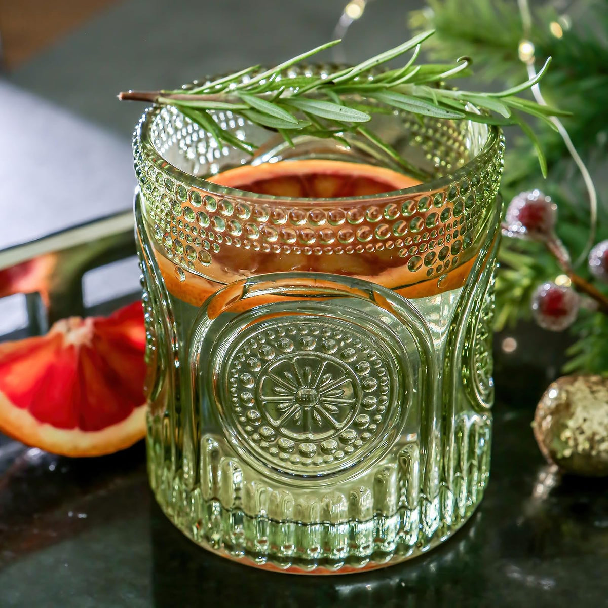 Kate Aspen Juego de Vasos Vintage Texturizados, 10 oz - 295.73 ml (10 oz) - Verde