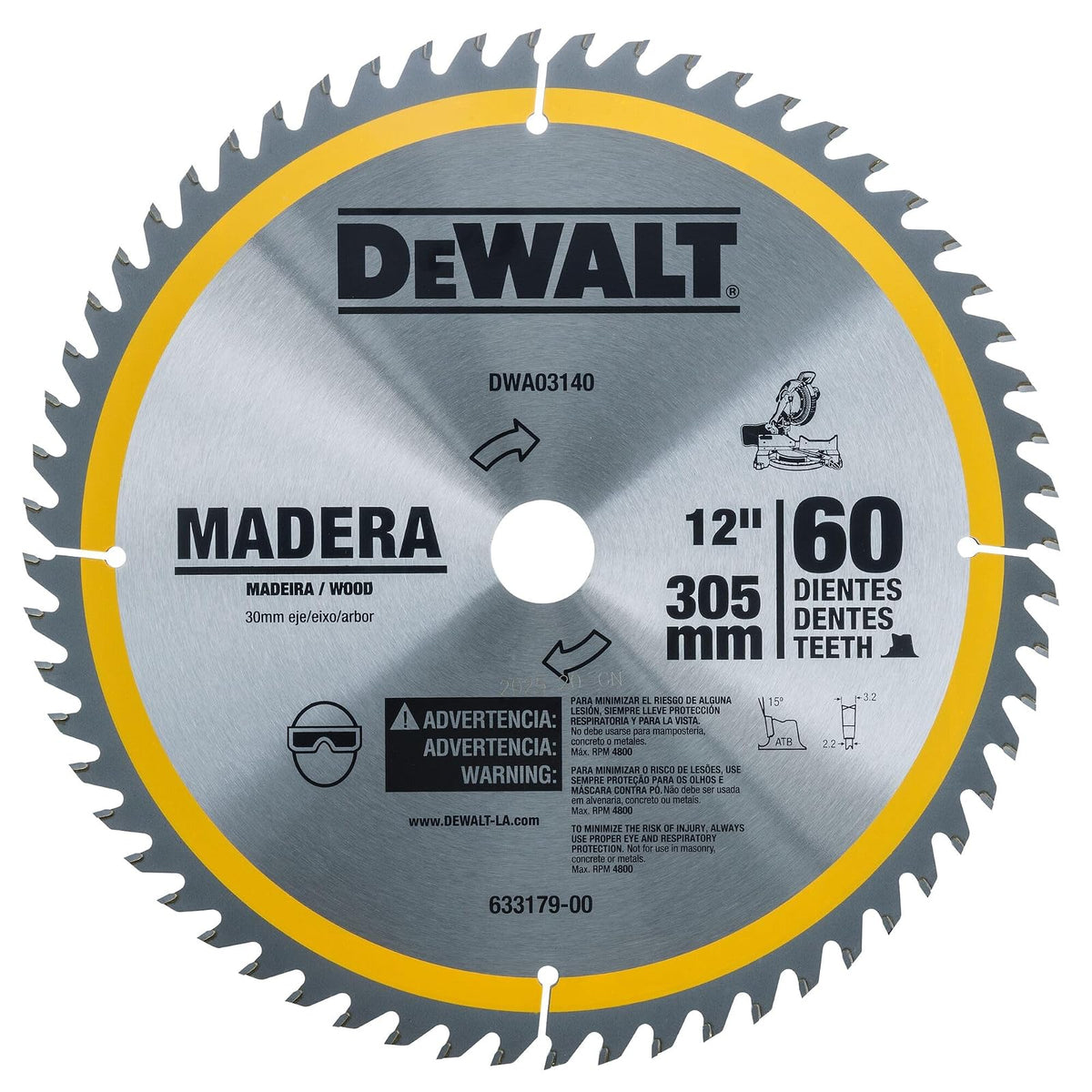DEWALT Disco Sierra 12 pulgadas 60DPP DWA03140 - 12 Pulgadas