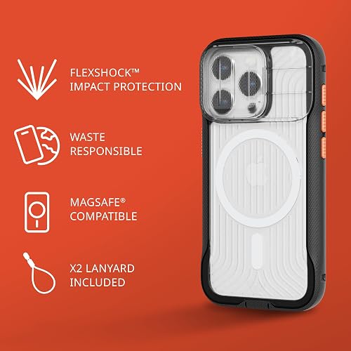 Tech21 EVO MAX - Funda para iPhone 15 Pro - Compatible con MagSafe - Funda de protección contra Impactos - Cordones incluidos, Color Negro Activo