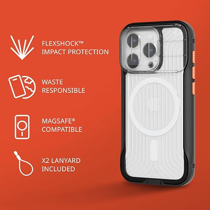 Tech21 EVO MAX - Funda para iPhone 15 Pro - Compatible con MagSafe - Funda de protección contra Impactos - Cordones incluidos, Color Negro Activo