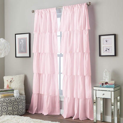 Curtainworks Panel de Cortina con Volantes, Poliéster - 106.7An x 160Al cm (1 Paneles) - Rosa