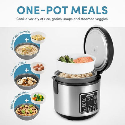Aroma Housewares ARC-914SBD Digital Cool-Touch Rice Cooker and Food Steamer with Stainless Steel Exterior, Silver