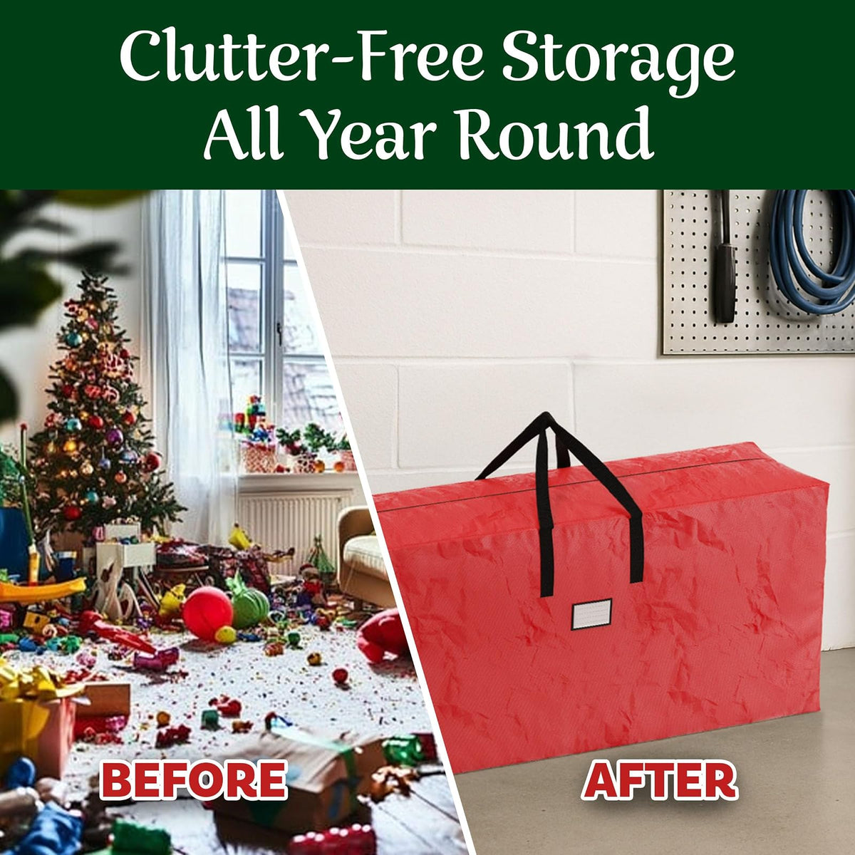 Elf Stor Premium Bolsa para arbol de navidad, Rojo, 64.5 x 30.5 x 15 pulgadas