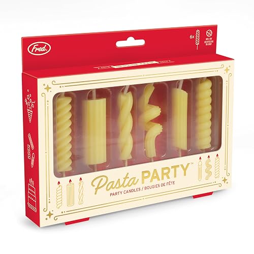 Fred - Juego de 6 velas de fideos para fiesta de pasta, divertidas y únicas, paquete listo para regalo