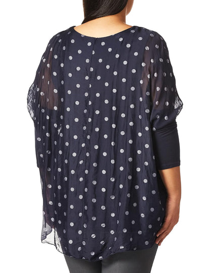 M Made in Italy Women's Missy Crewneck Polka Dots Top Camisa Mujer