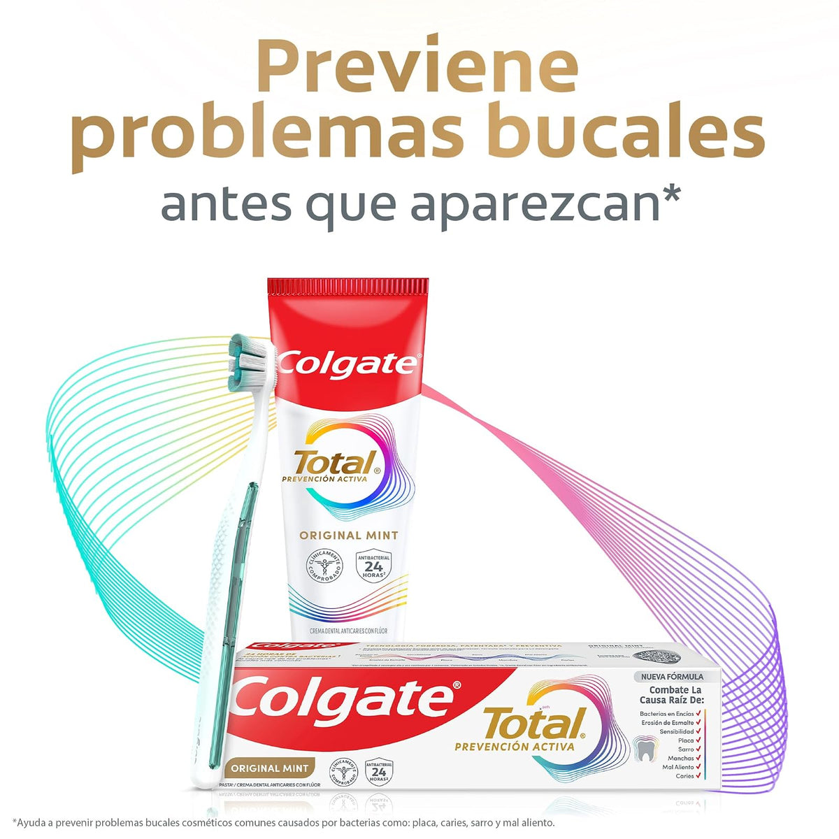 Colgate Total Original Mint Pasta Dental pack 5x100ml | 24 Horas de Prevención Activa Contra Bacterias bucales