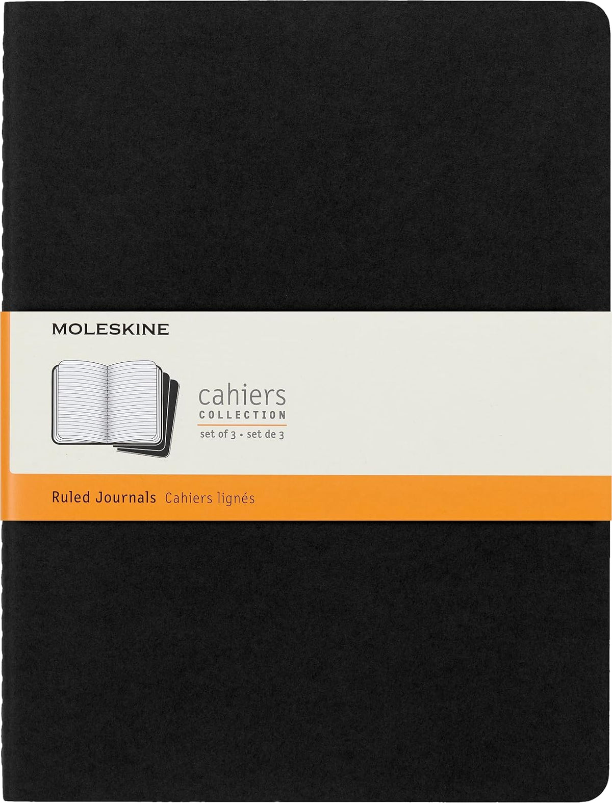 Moleskine Cahier Diario Cubierta Suave XL, Set de 3 - rayado - Negro