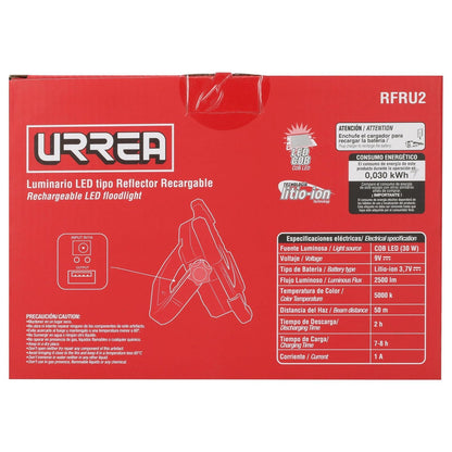 Urrea Herramientas RFRU2 Urrea Reflector recargable, 2500lm, 30W, pack of/paquete de 1