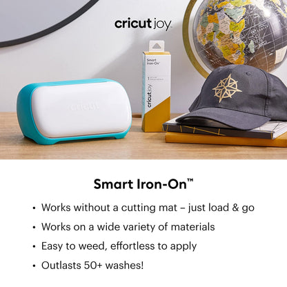 Cricut Joy Smart Iron On, blanco, paquete de 3 rollos de 2 pies (5.5 x 24 pulgadas) de vinilo de transferencia de calor para máquina Joy - corte sin mate para cortes largos
