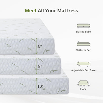 EGOHOME Colchón de tamaño Individual de 8 Pulgadas, Espuma viscoelástica de Gel de té Verde refrescante para Alivio de presión, Soporte Medio Firme, sin Fibra de Vidrio, Cama en una Caja, Certificado