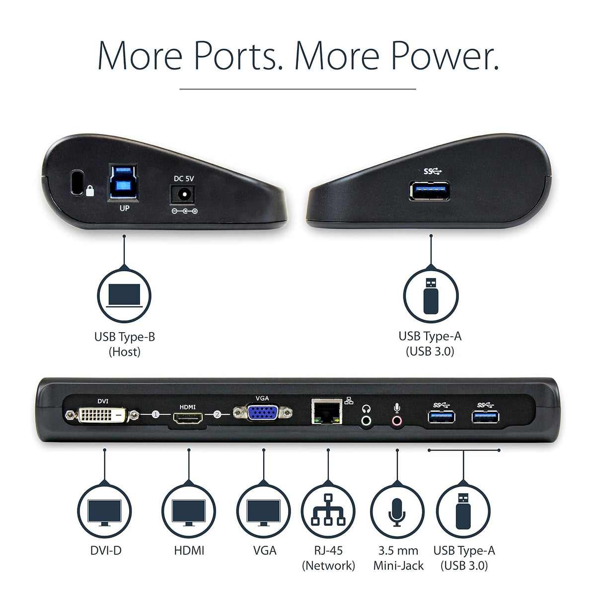 Replicador de Puertos Port Replicator Universal USB 3.0 para PC Portátil DVI HDMI VGA Audio Ethernet - Docking Station