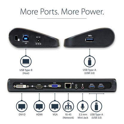 Replicador de Puertos Port Replicator Universal USB 3.0 para PC Portátil DVI HDMI VGA Audio Ethernet - Docking Station