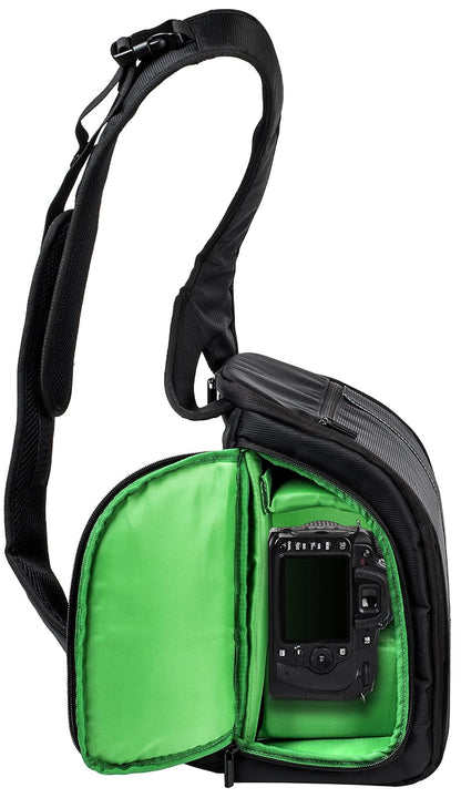 Rivacase 7470 Estuche Cámara Reflex SLR Tipo Mensajero Green Mantis. hasta 3 Lentes y Flash, Tablet 10", Anti-Impacto, 2 Bolsillos Externos, Correa al Hombro Ajustable Acojinada Antideslizante.