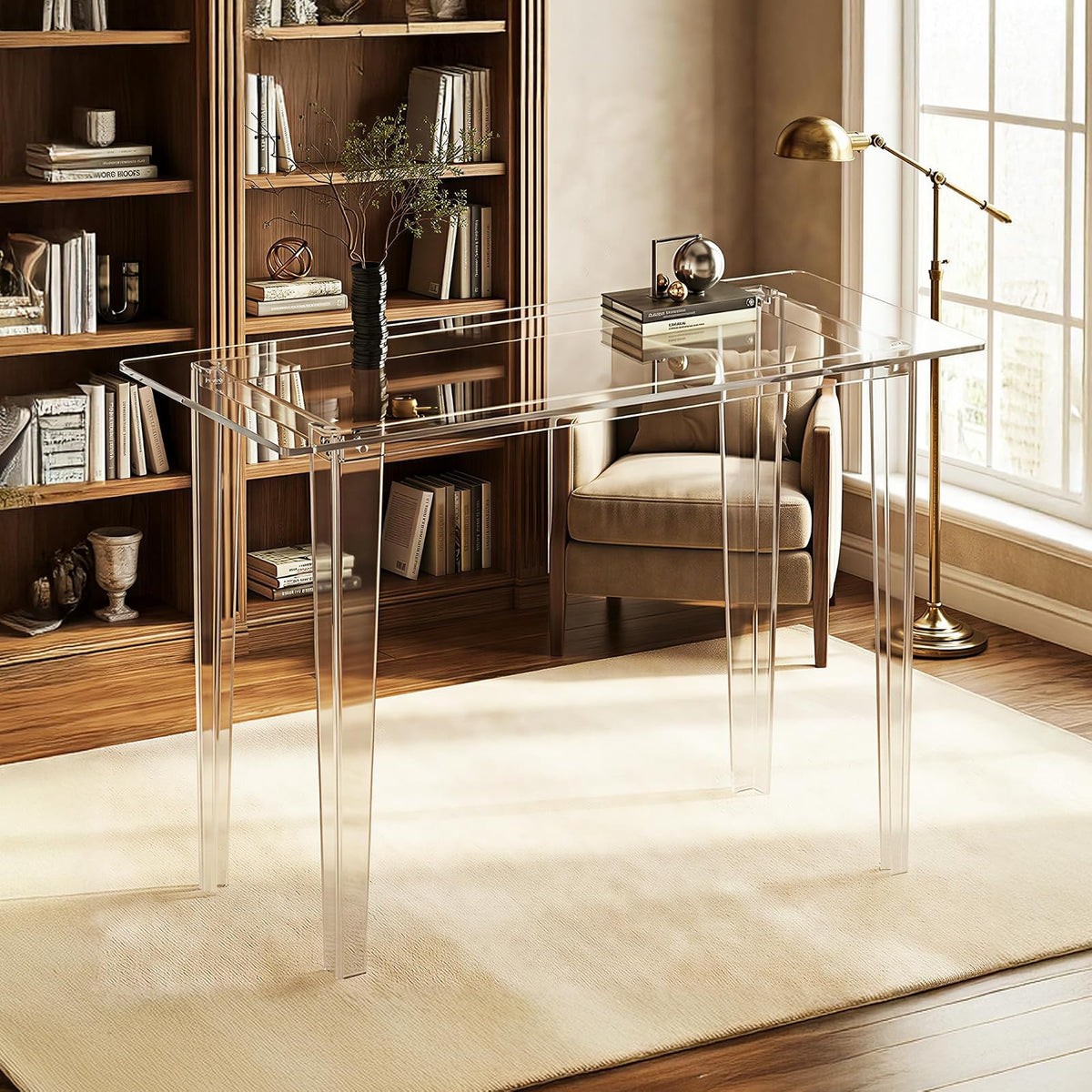computadora acrílico, Mesa de acrílico Transparente, Mesa de Estudio Moderna para Oficina en casa, Consola Multiusos de Superficie extendida, estación de Trabajo Ligera y Resistente para Espacios