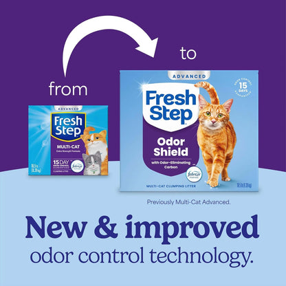Fresh Step Advanced Multi-Cat Clumping Cat Litter con control de olores, 37 lb (16.8 kg) en total (2 packs de 18.5 lb)