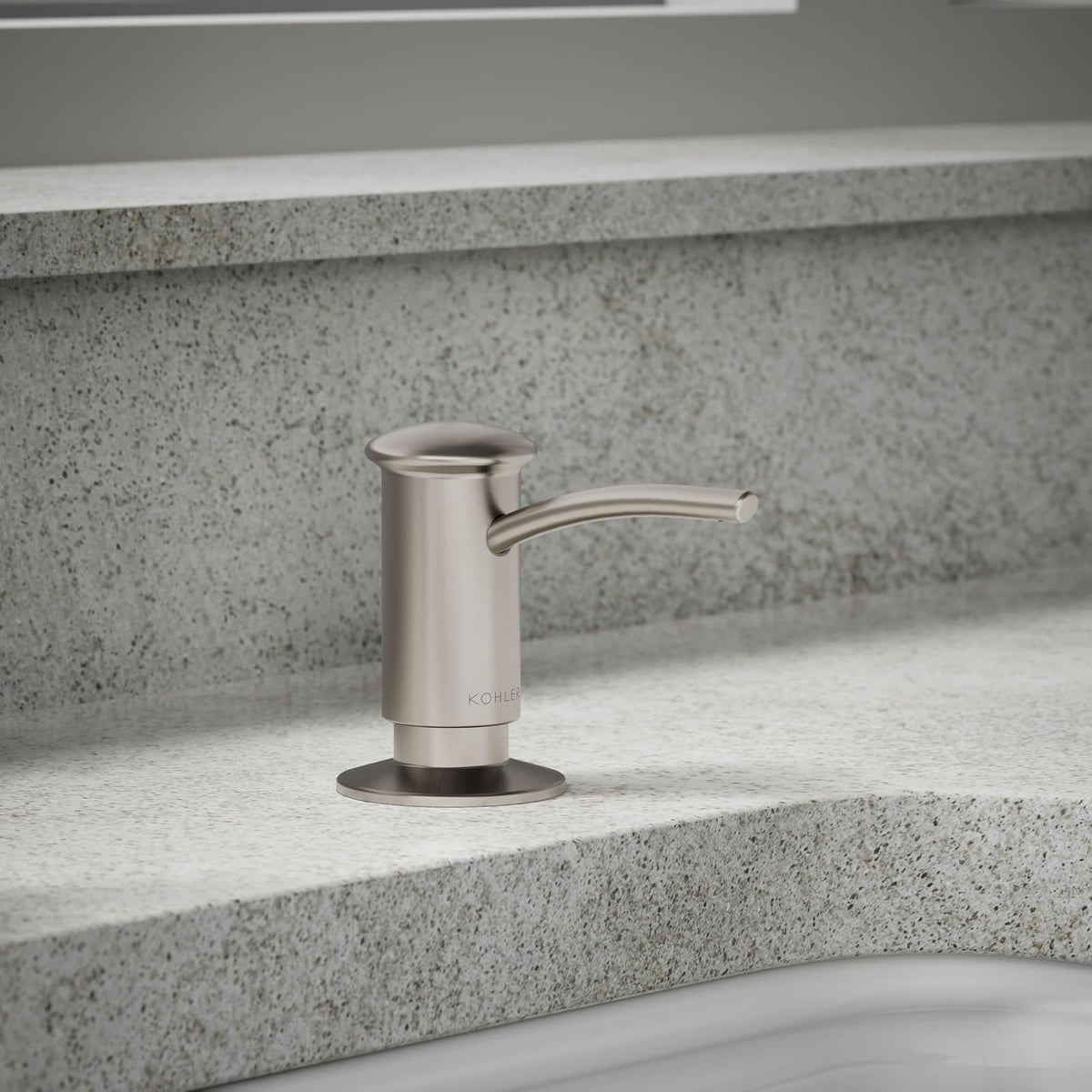 KOHLER 1895-C-VS Dispensador de jabón para Fregadero de Cocina con diseño contemporáneo, almacenar jabón líquido, líquido para lavaplatos o loción de Manos, Vibrante Inoxidable, 16 onzas