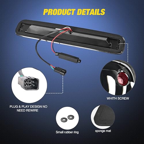 Nilight NA910 Luces LED de Tercera Parada para Chevrolet Silverado/GMC Sierra 1500/2500/3500 HD 2007 HD Classic, Lente Ahumada