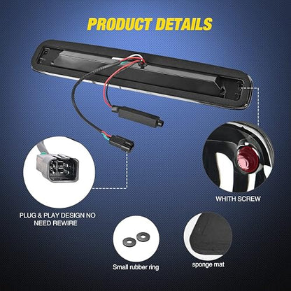 Nilight NA910 Luces LED de Tercera Parada para Chevrolet Silverado/GMC Sierra 1500/2500/3500 HD 2007 HD Classic, Lente Ahumada