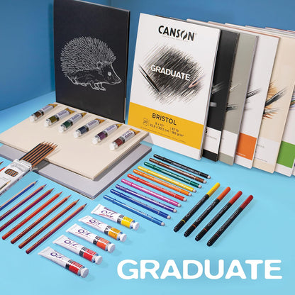 Canson Graduate - Bloc de papel mixto de 28 x 35 cm | Almohadilla plegable, 20 hojas (120 lb/200 g) de papel de artista para adultos y estudiantes, para acuarelas, marcadores