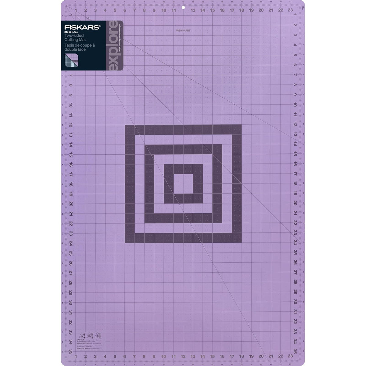 Fiskars - Tapete de corte autocurativo con rejilla para costura, acolchado y manualidades, rejilla de 24 x 36 pulgadas, color lila/niebla de montaña